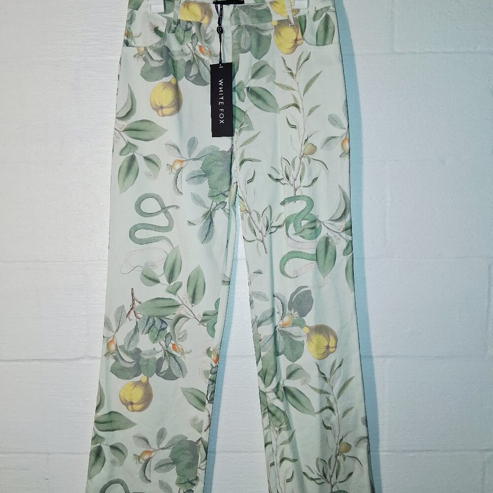 White Fox Boutique New With Tags Green Serpent Snake Lemon Pants Women's Small